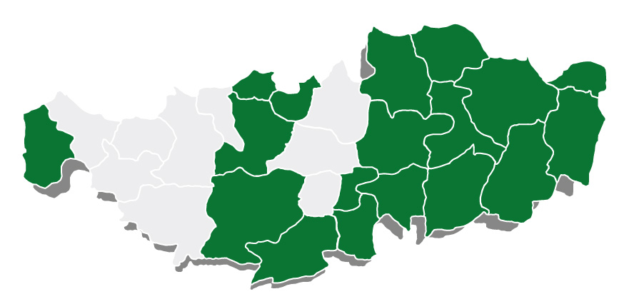 carte présentant les communes sur lesquelles le service est actif